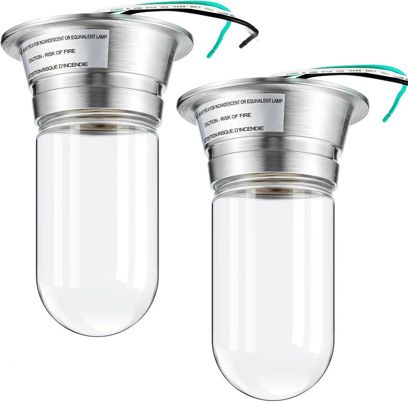 Tujoe 2 Pcs Restaurant Canopy Hood Light Fixture with Thermal and Shock Resistant Clear Coated Tempered Glass Globe - Image 1